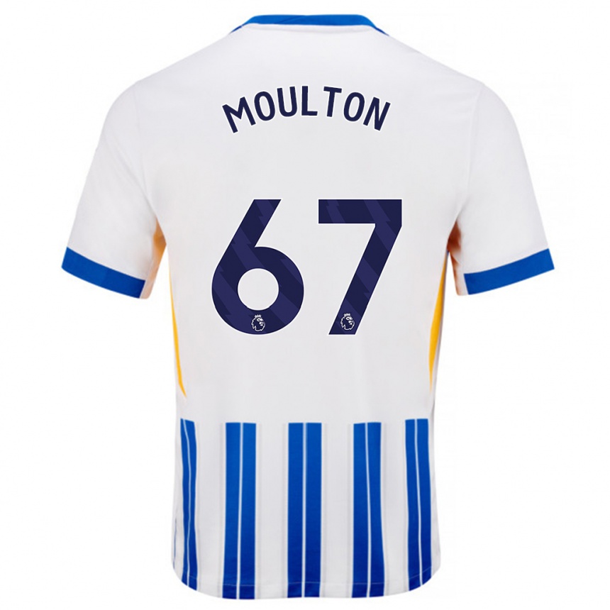 Niño Fútbol Camiseta Remeiro Moulton #67 Blanco Azul Rayas 1ª Equipación 2024/25 México