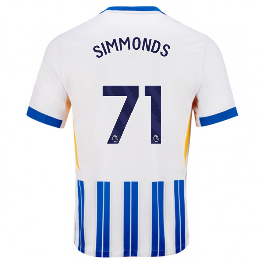 Niño Fútbol Camiseta Freddie Simmonds #71 Blanco Azul Rayas 1ª Equipación 2024/25 México