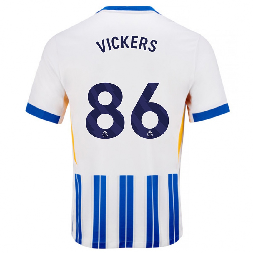 Niño Fútbol Camiseta Jacob Vickers #86 Blanco Azul Rayas 1ª Equipación 2024/25 México