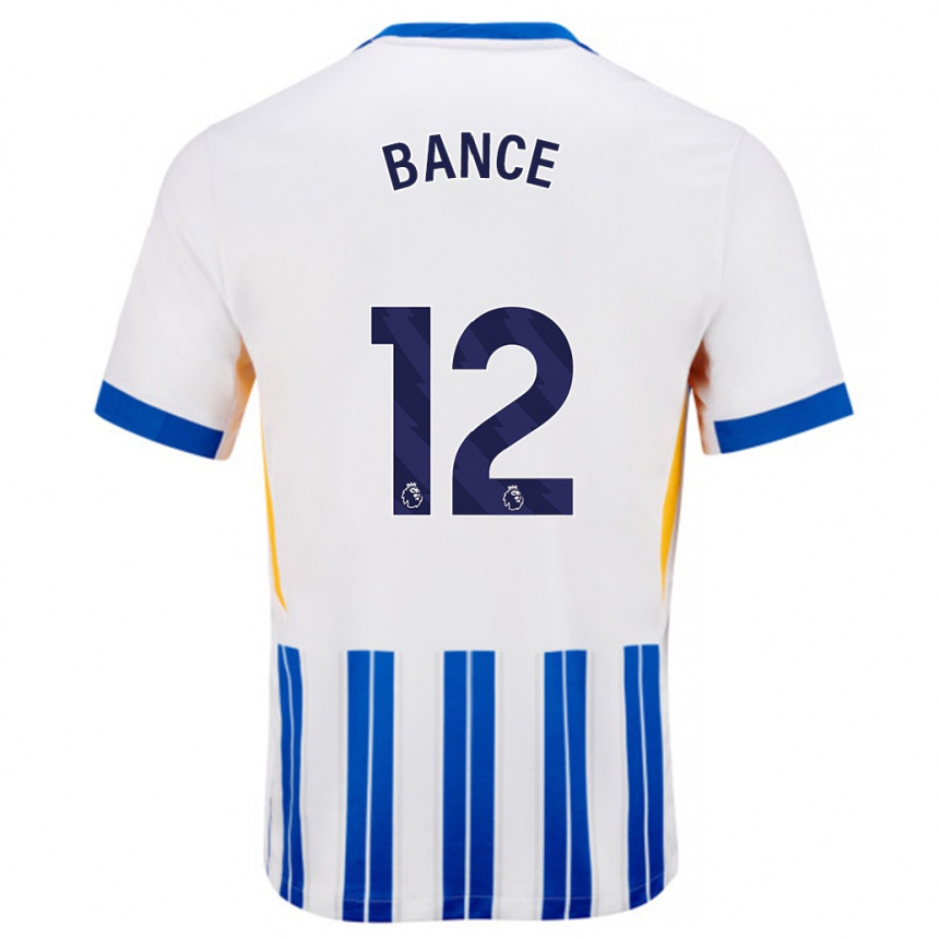 Niño Fútbol Camiseta Libby Bance #12 Blanco Azul Rayas 1ª Equipación 2024/25 México