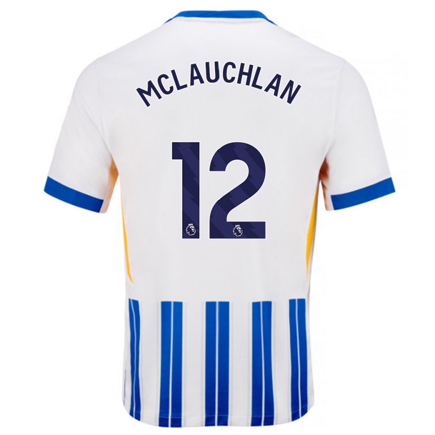 Niño Fútbol Camiseta Rachel Mclauchlan #12 Blanco Azul Rayas 1ª Equipación 2024/25 México