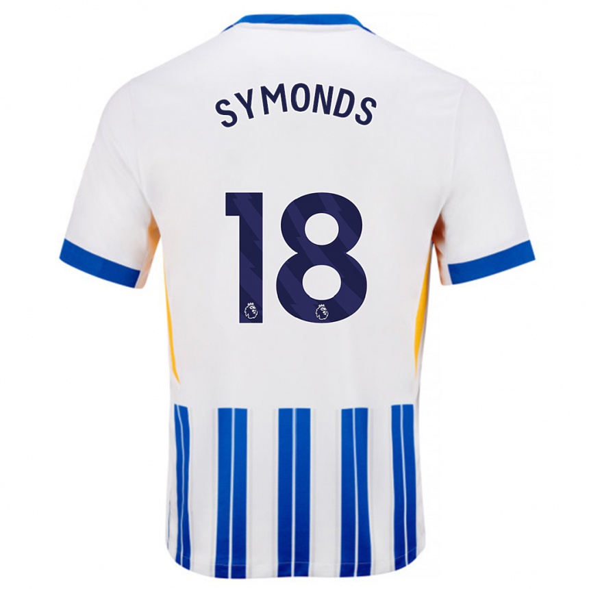 Niño Fútbol Camiseta Maisie Symonds #18 Blanco Azul Rayas 1ª Equipación 2024/25 México