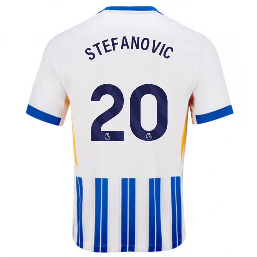 Niño Fútbol Camiseta Dejana Stefanović #20 Blanco Azul Rayas 1ª Equipación 2024/25 México