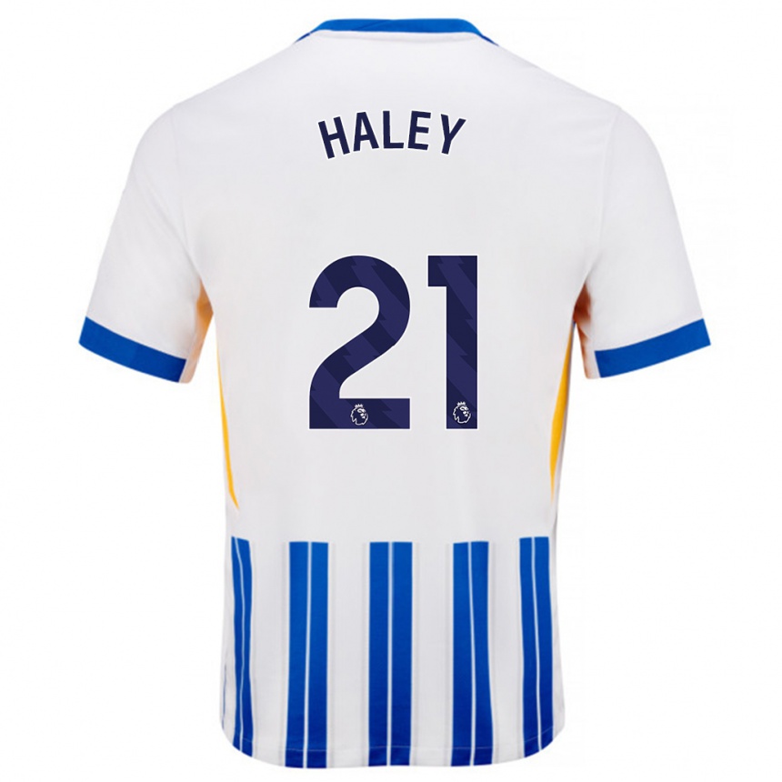 Niño Fútbol Camiseta Madison Haley #21 Blanco Azul Rayas 1ª Equipación 2024/25 México