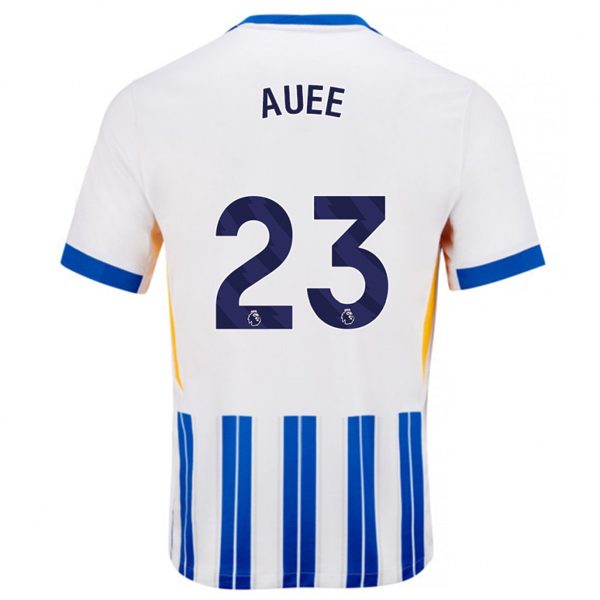 Niño Fútbol Camiseta Marit Auée #23 Blanco Azul Rayas 1ª Equipación 2024/25 México