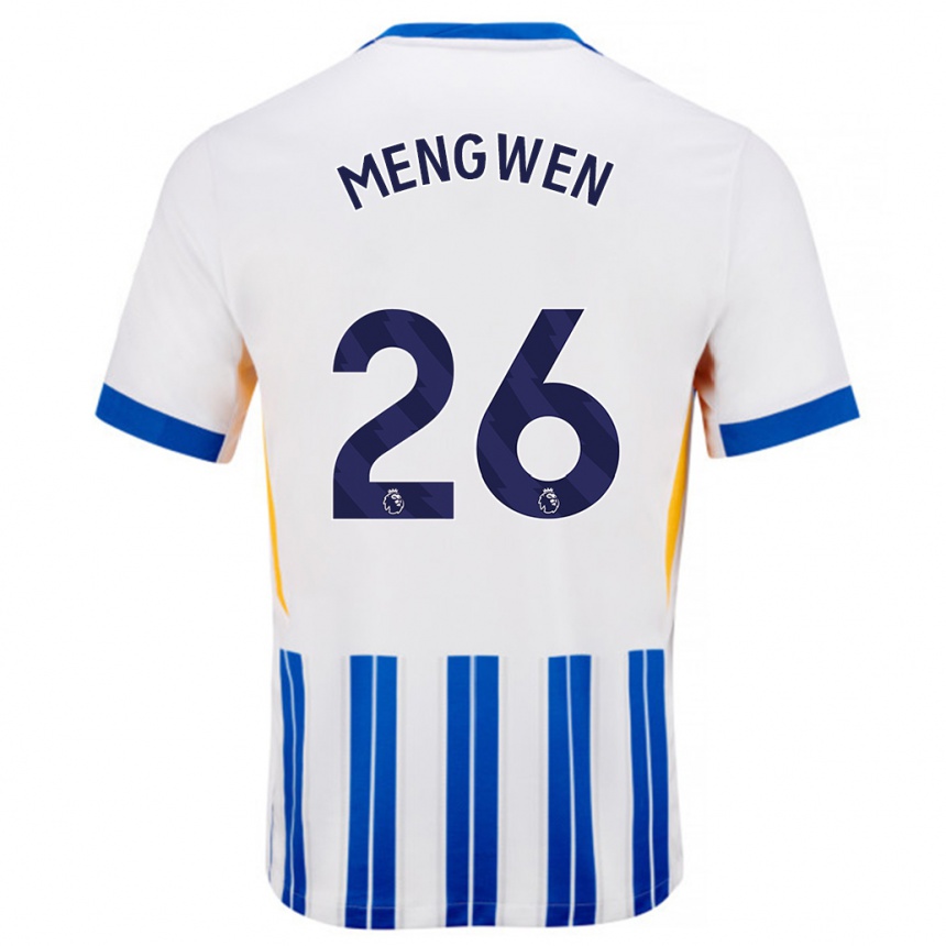 Niño Fútbol Camiseta Li Mengwen #26 Blanco Azul Rayas 1ª Equipación 2024/25 México