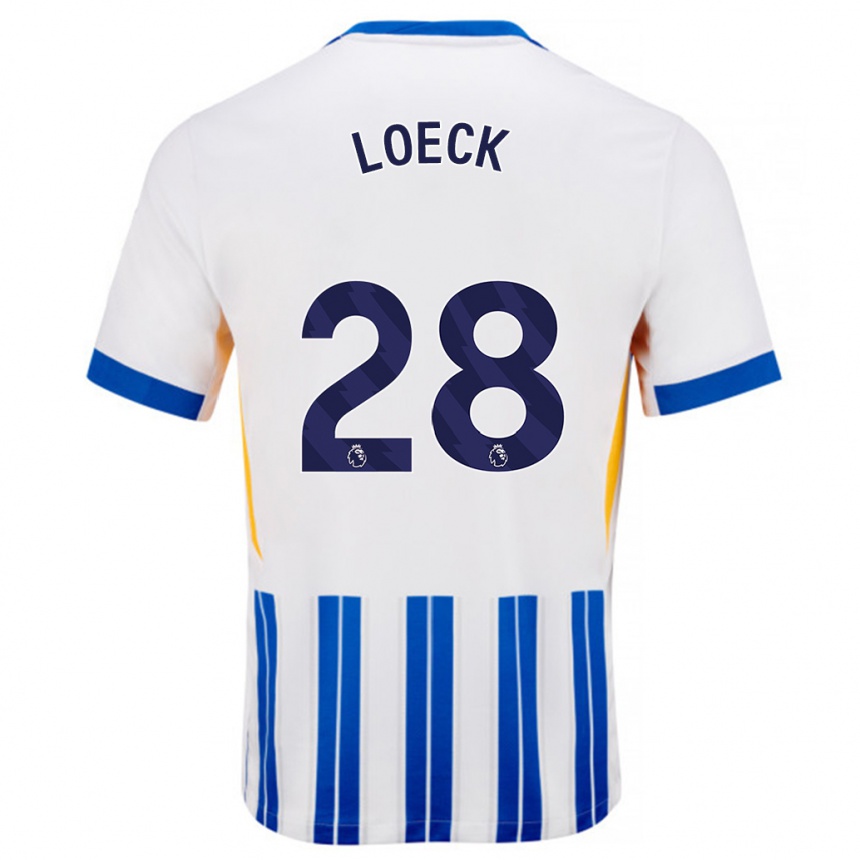 Niño Fútbol Camiseta Melina Loeck #28 Blanco Azul Rayas 1ª Equipación 2024/25 México