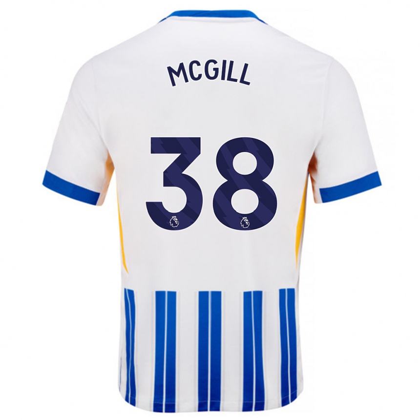 Niño Fútbol Camiseta Tom Mcgill #38 Blanco Azul Rayas 1ª Equipación 2024/25 México