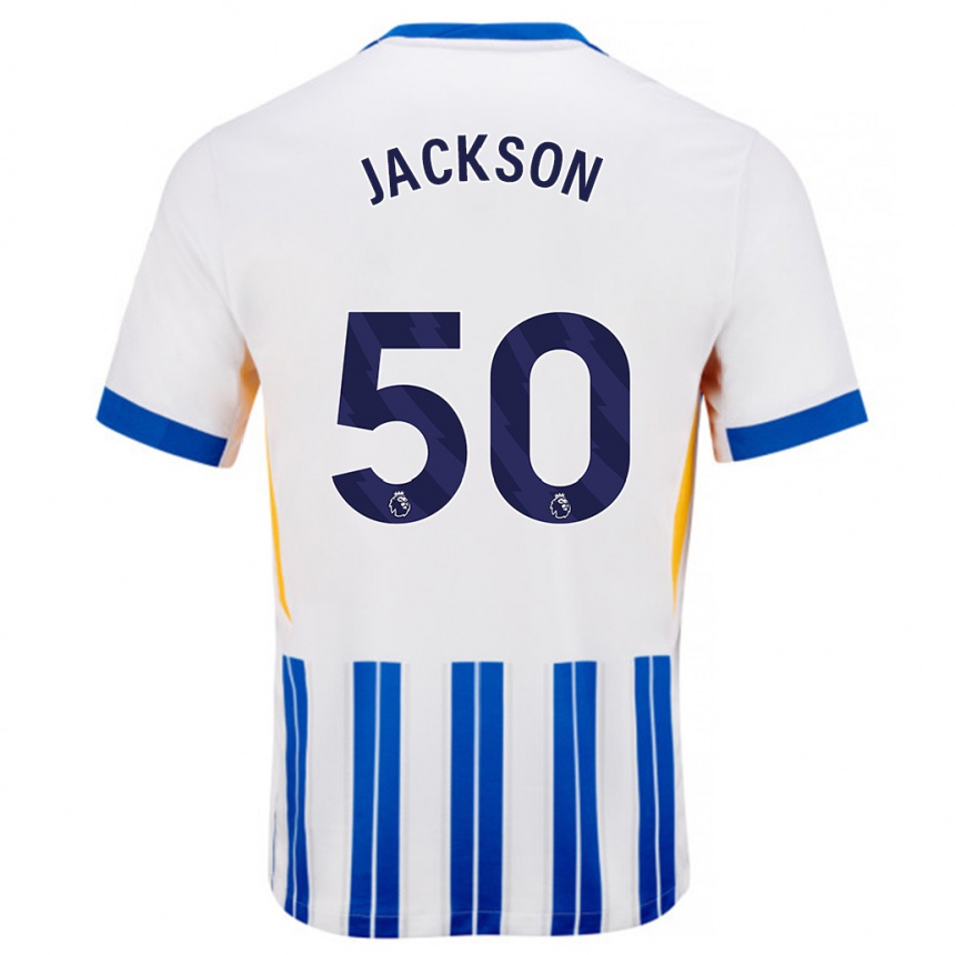 Niño Fútbol Camiseta Ben Jackson #50 Blanco Azul Rayas 1ª Equipación 2024/25 México