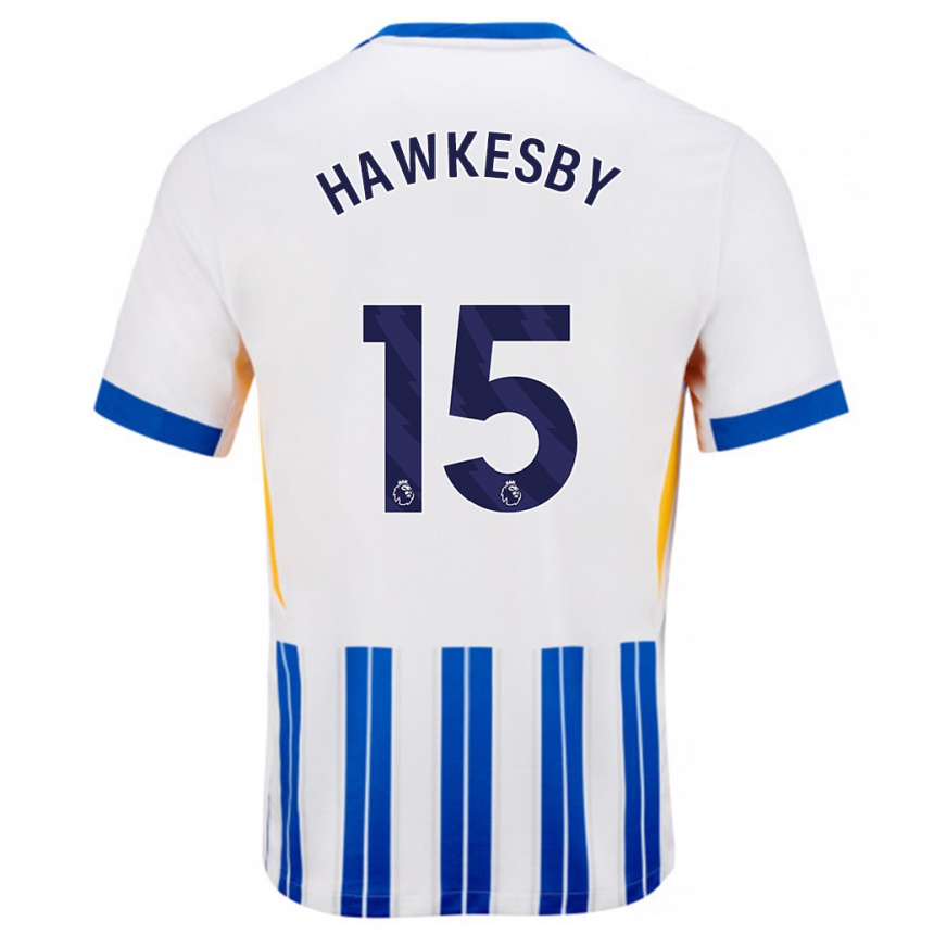 Niño Fútbol Camiseta Mackenzie Hawkesby #15 Blanco Azul Rayas 1ª Equipación 2024/25 México