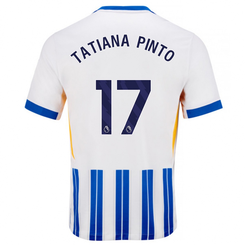 Niño Fútbol Camiseta Tatiana Vanessa Ferreira Pinto #17 Blanco Azul Rayas 1ª Equipación 2024/25 México