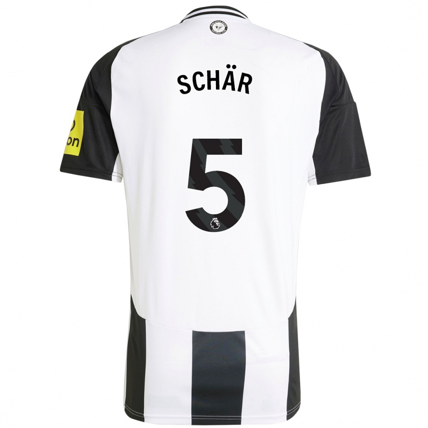 Niño Fútbol Camiseta Fabian Schär #5 Blanco Negro 1ª Equipación 2024/25 México