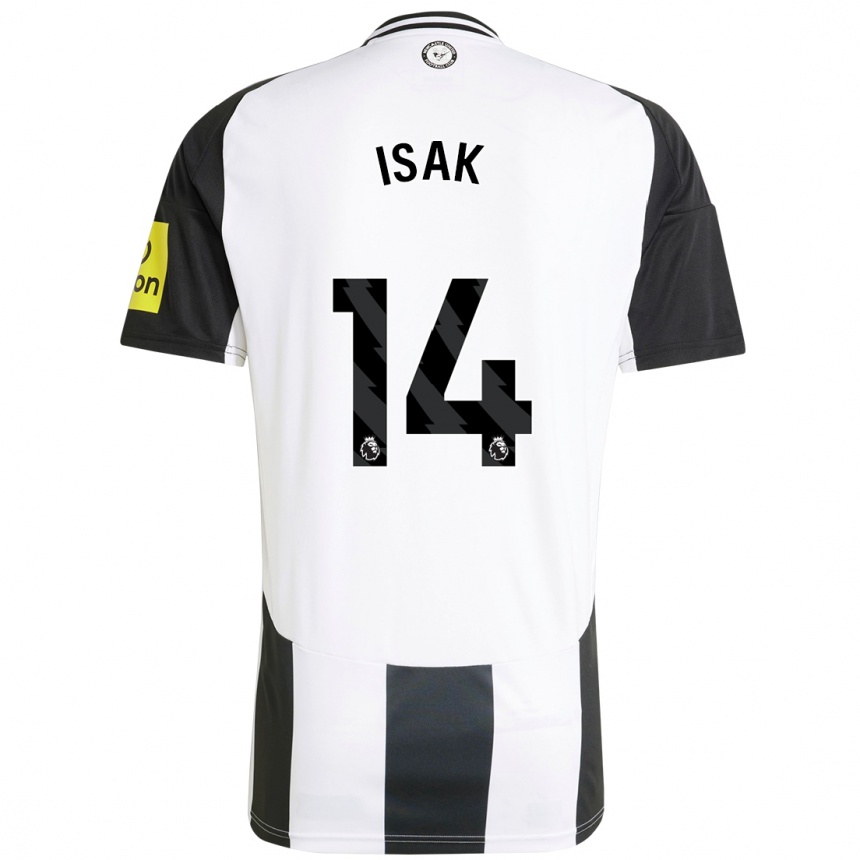 Niño Fútbol Camiseta Alexander Isak #14 Blanco Negro 1ª Equipación 2024/25 México