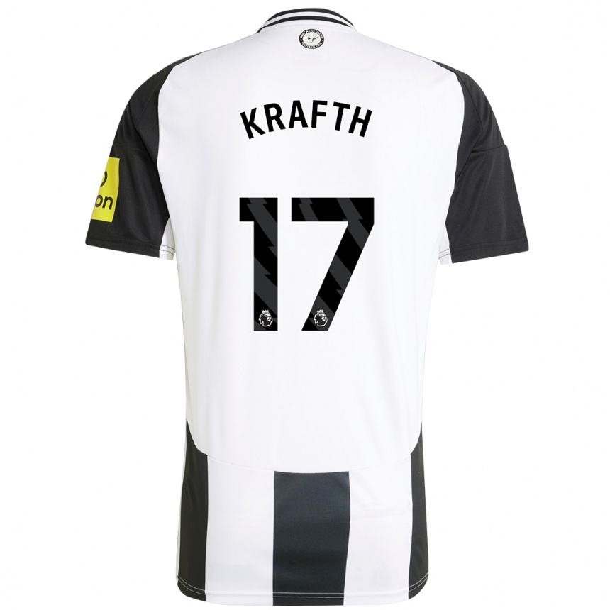 Niño Fútbol Camiseta Emil Krafth #17 Blanco Negro 1ª Equipación 2024/25 México