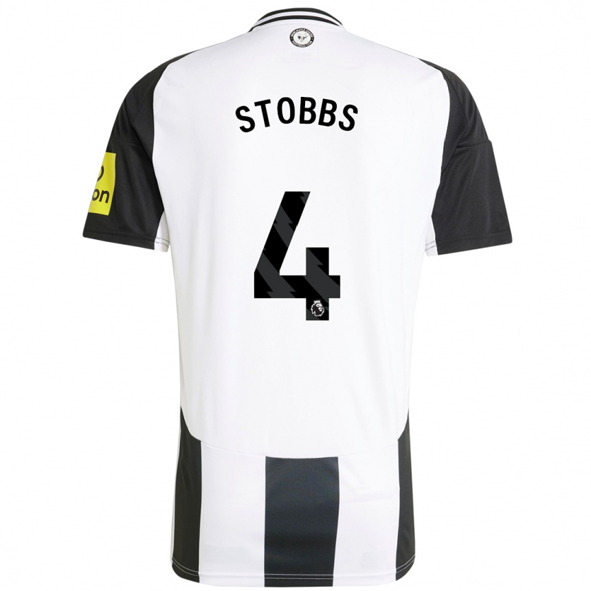 Niño Fútbol Camiseta Amber-Keegan Stobbs #4 Blanco Negro 1ª Equipación 2024/25 México