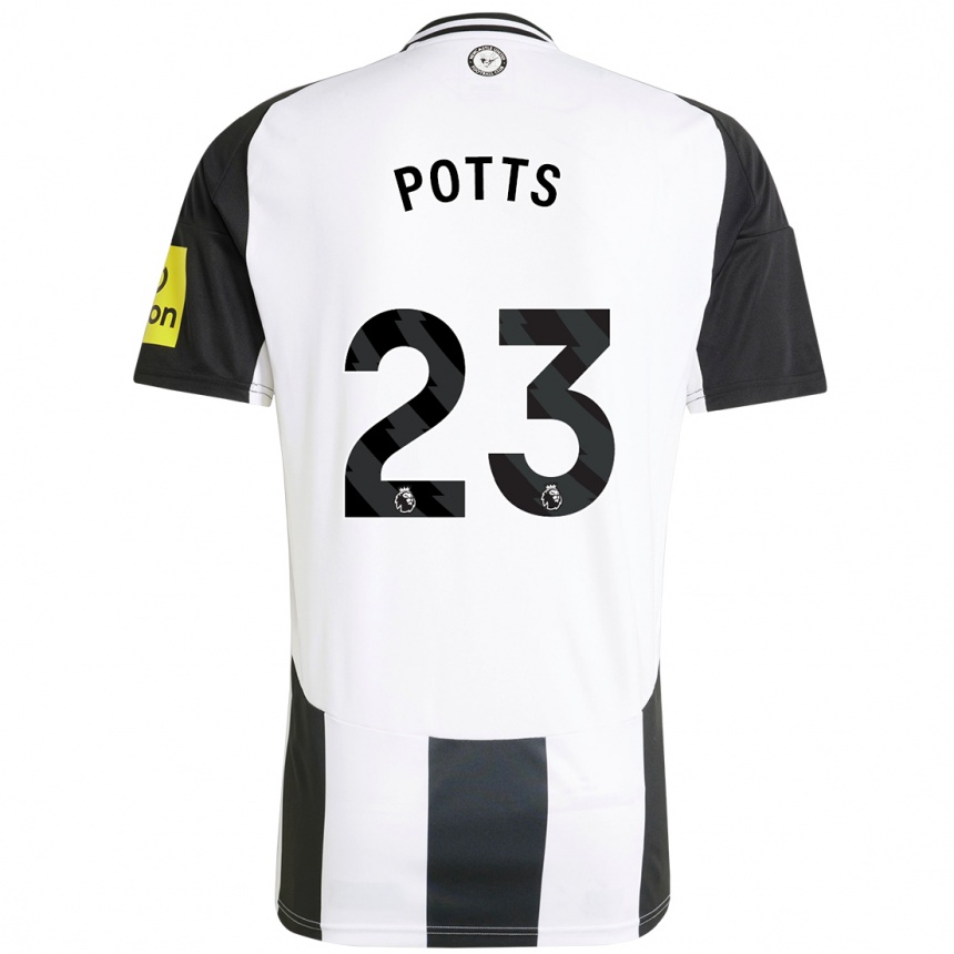 Niño Fútbol Camiseta Charlotte Potts #23 Blanco Negro 1ª Equipación 2024/25 México