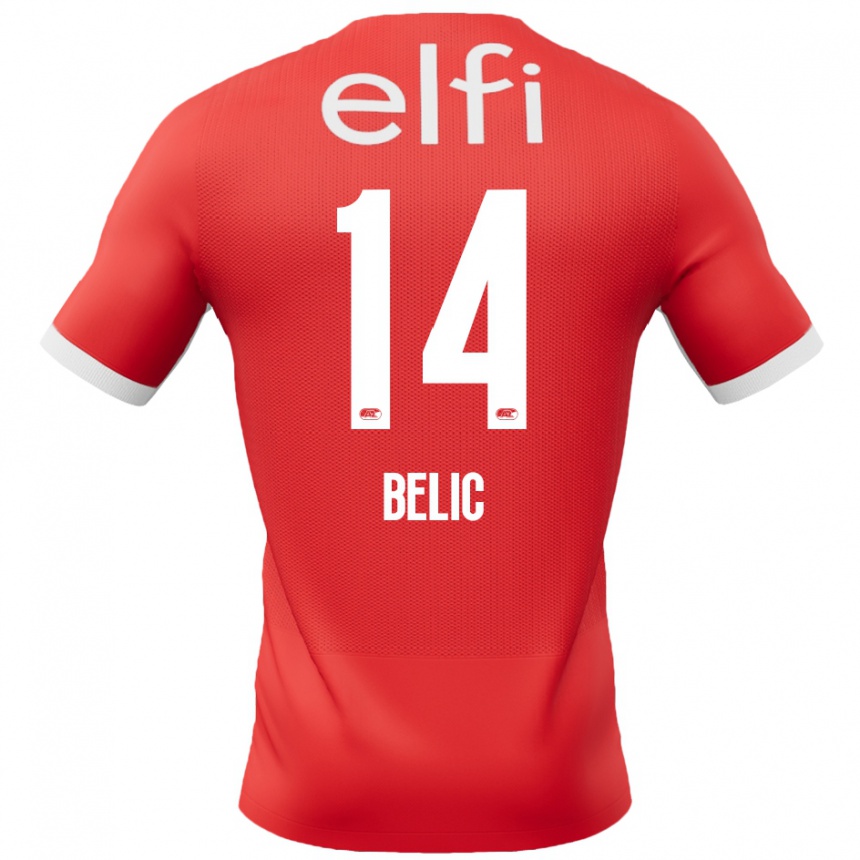 Niño Fútbol Camiseta Kristijan Belic #14 Rojo Blanco 1ª Equipación 2024/25 México