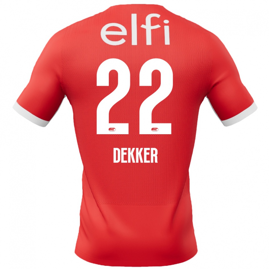 Niño Fútbol Camiseta Maxim Dekker #22 Rojo Blanco 1ª Equipación 2024/25 México