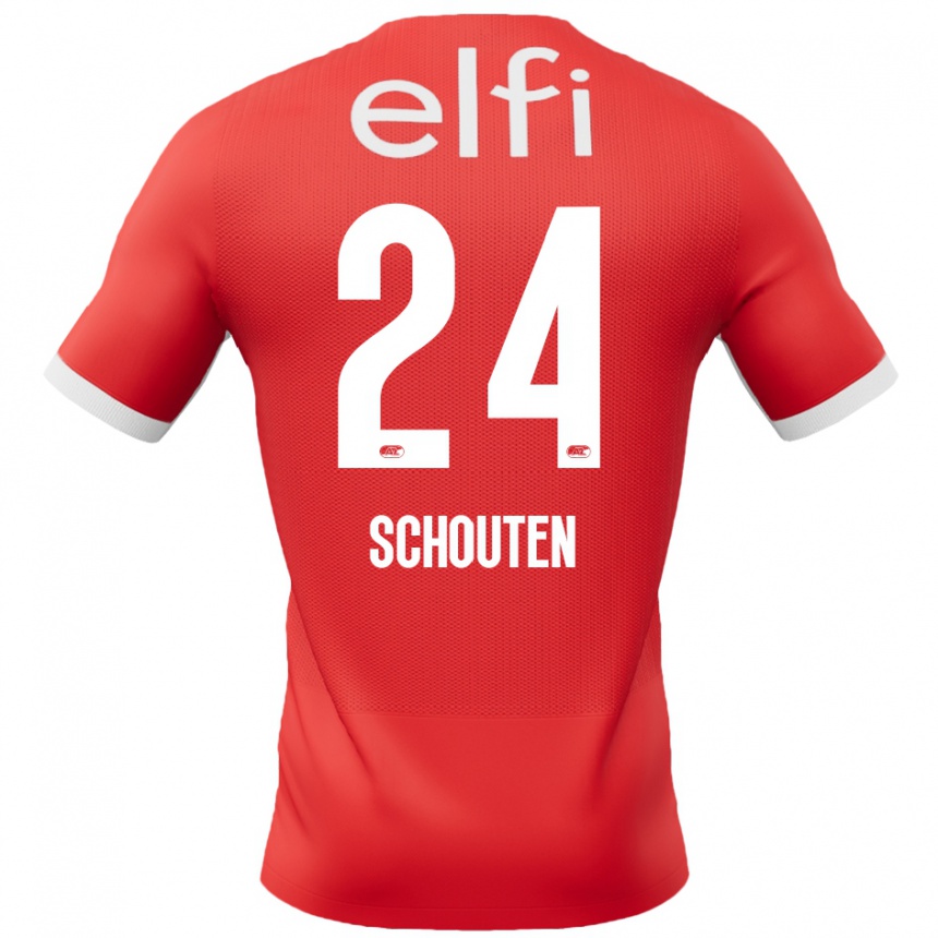 Niño Fútbol Camiseta Lewis Schouten #24 Rojo Blanco 1ª Equipación 2024/25 México