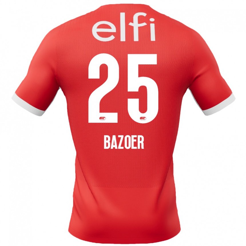 Niño Fútbol Camiseta Riechedly Bazoer #25 Rojo Blanco 1ª Equipación 2024/25 México