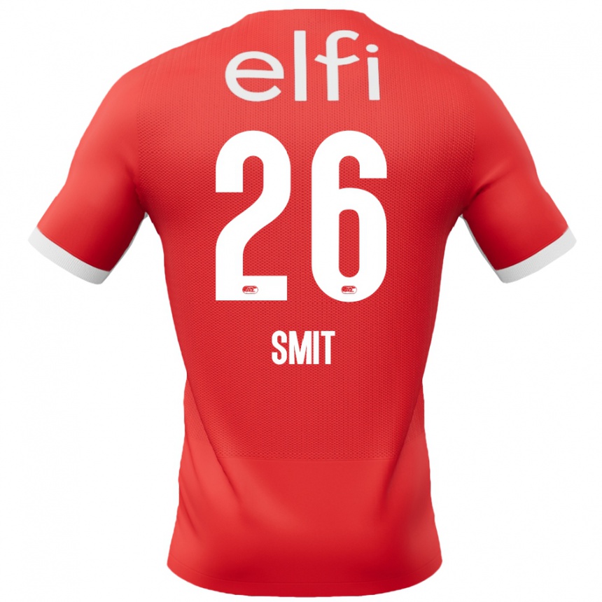 Niño Fútbol Camiseta Kees Smit #26 Rojo Blanco 1ª Equipación 2024/25 México