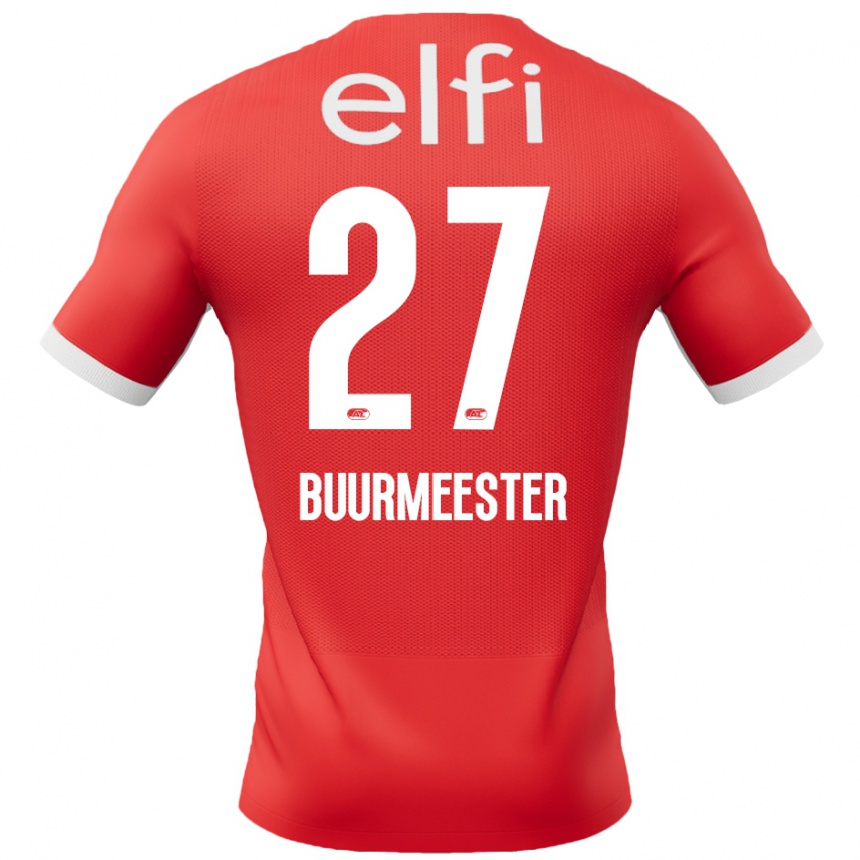 Niño Fútbol Camiseta Zico Buurmeester #27 Rojo Blanco 1ª Equipación 2024/25 México