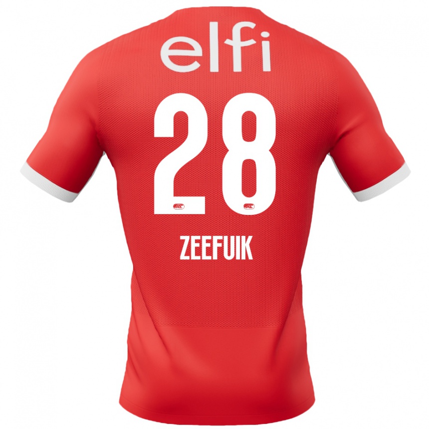 Niño Fútbol Camiseta Lequincio Zeefuik #28 Rojo Blanco 1ª Equipación 2024/25 México