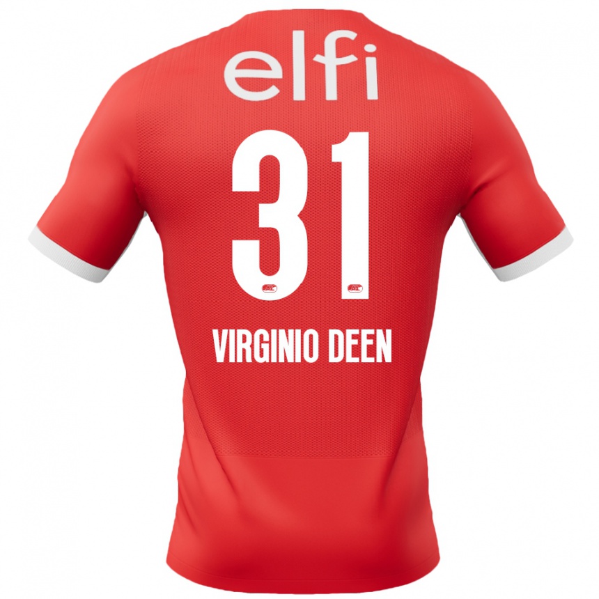 Niño Fútbol Camiseta Daniël Virginio Deen #31 Rojo Blanco 1ª Equipación 2024/25 México