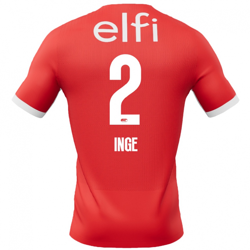 Niño Fútbol Camiseta Kiani Inge #2 Rojo Blanco 1ª Equipación 2024/25 México