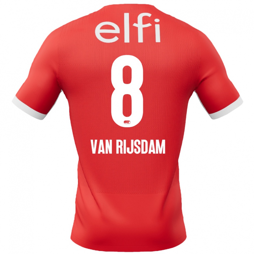 Niño Fútbol Camiseta Julian Van Rijsdam #8 Rojo Blanco 1ª Equipación 2024/25 México