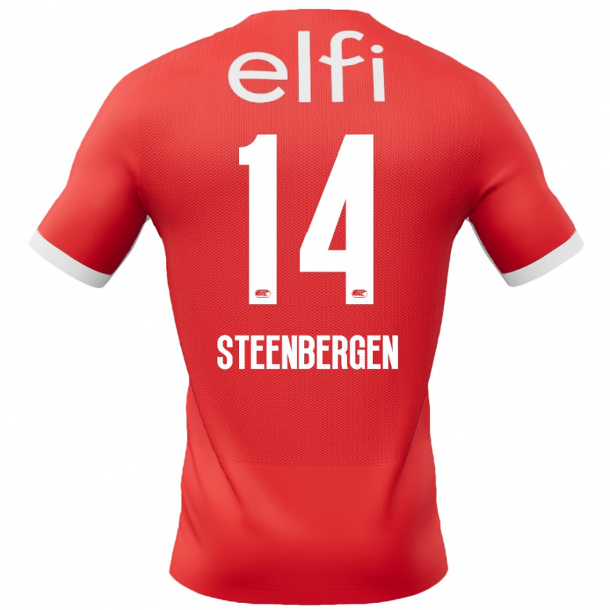 Niño Fútbol Camiseta Thom Steenbergen #14 Rojo Blanco 1ª Equipación 2024/25 México