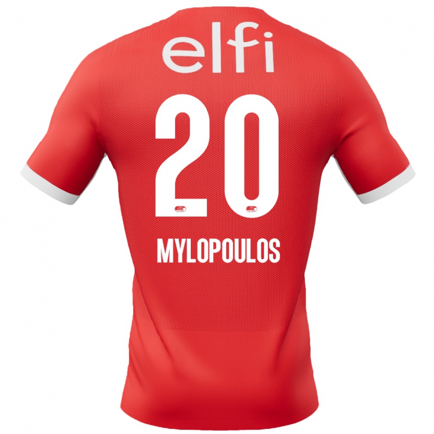 Niño Fútbol Camiseta Marios Mylopoulos #20 Rojo Blanco 1ª Equipación 2024/25 México