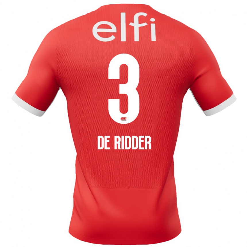 Niño Fútbol Camiseta Djoeke De Ridder #3 Rojo Blanco 1ª Equipación 2024/25 México