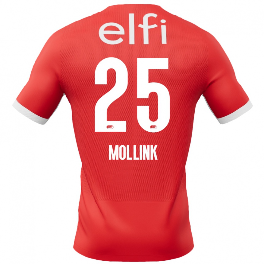 Niño Fútbol Camiseta Yaël Mollink #25 Rojo Blanco 1ª Equipación 2024/25 México