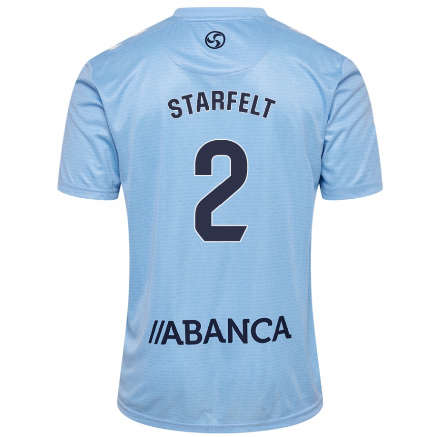 Niño Fútbol Camiseta Carl Starfelt #2 Azul Cielo 1ª Equipación 2024/25 México