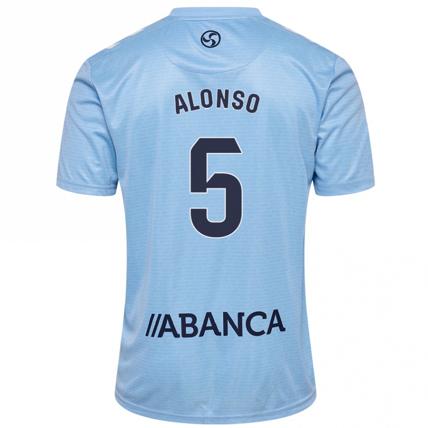 Niño Fútbol Camiseta Gael Alonso #5 Azul Cielo 1ª Equipación 2024/25 México