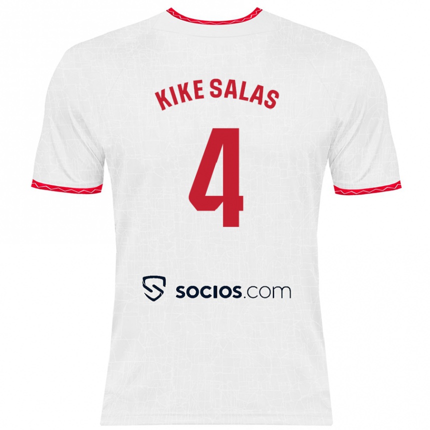 Niño Fútbol Camiseta Kike Salas #4 Blanco Rojo 1ª Equipación 2024/25 México