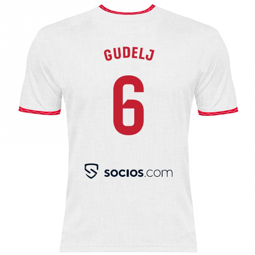 Niño Fútbol Camiseta Nemanja Gudelj #6 Blanco Rojo 1ª Equipación 2024/25 México