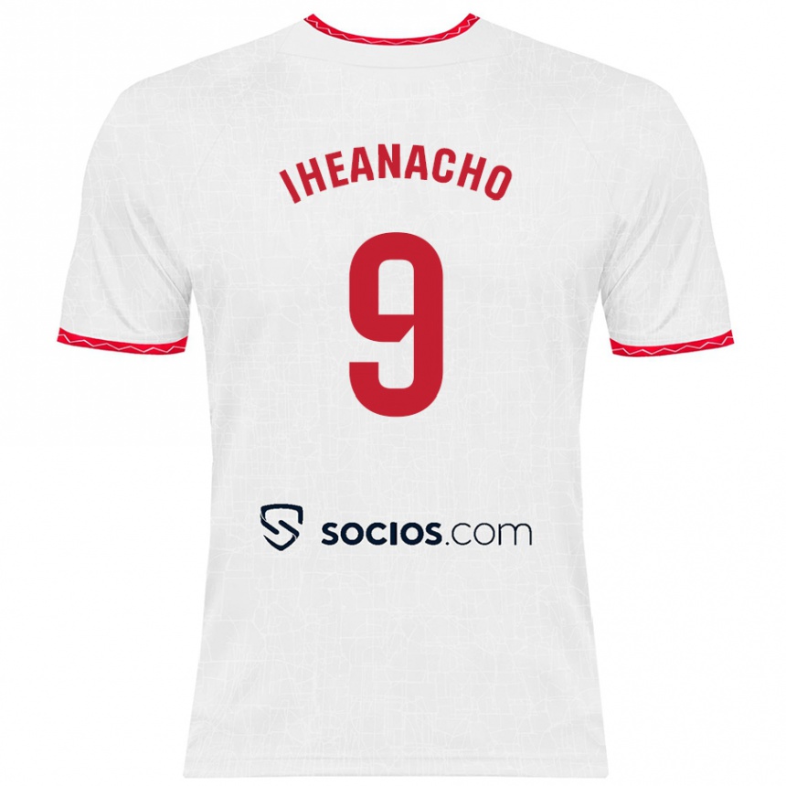 Niño Fútbol Camiseta Kelechi Iheanacho #9 Blanco Rojo 1ª Equipación 2024/25 México