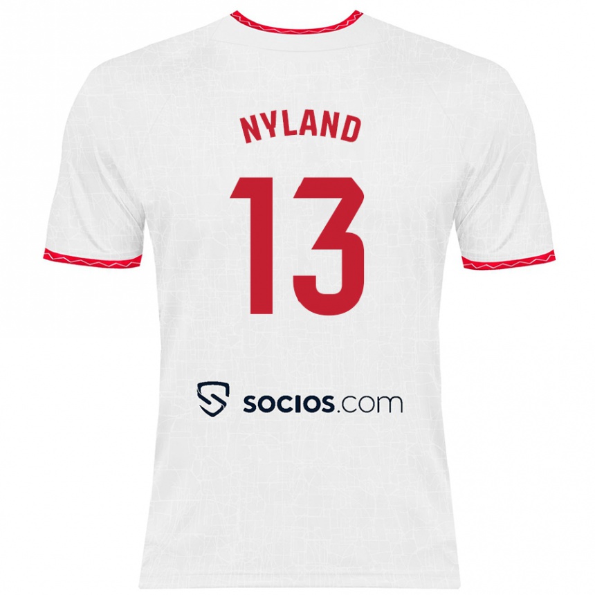 Niño Fútbol Camiseta Ørjan Nyland #13 Blanco Rojo 1ª Equipación 2024/25 México