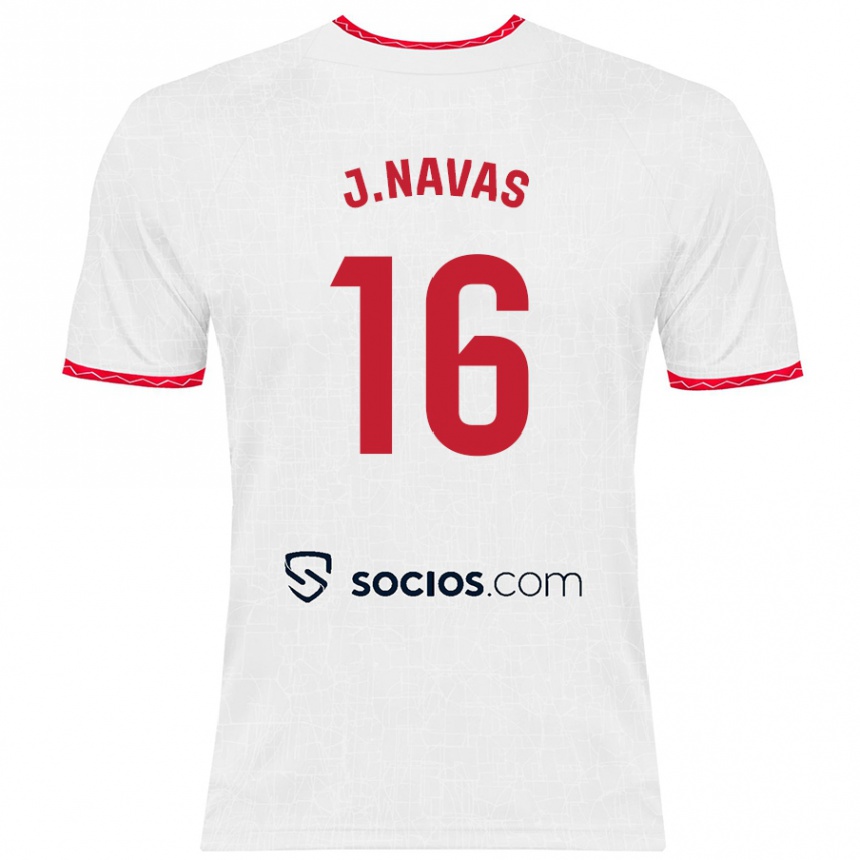 Niño Fútbol Camiseta Jesús Navas #16 Blanco Rojo 1ª Equipación 2024/25 México