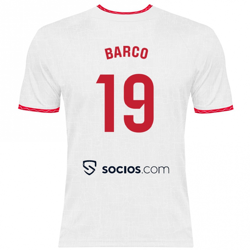 Niño Fútbol Camiseta Valentin Barco #19 Blanco Rojo 1ª Equipación 2024/25 México