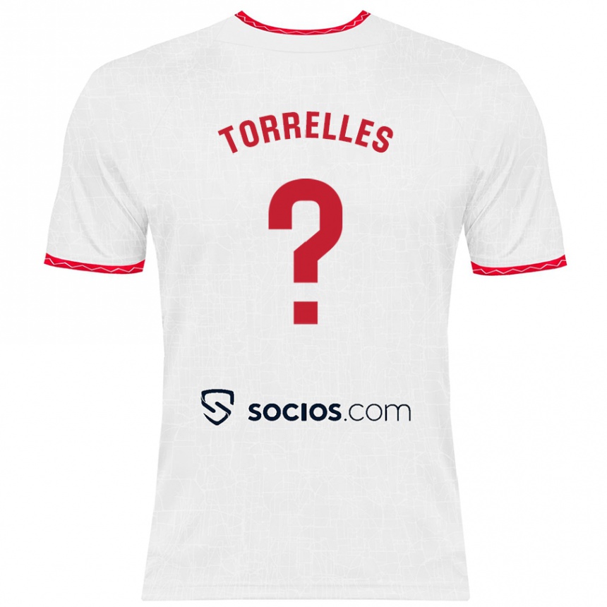 Niño Fútbol Camiseta Genís Torrelles #0 Blanco Rojo 1ª Equipación 2024/25 México