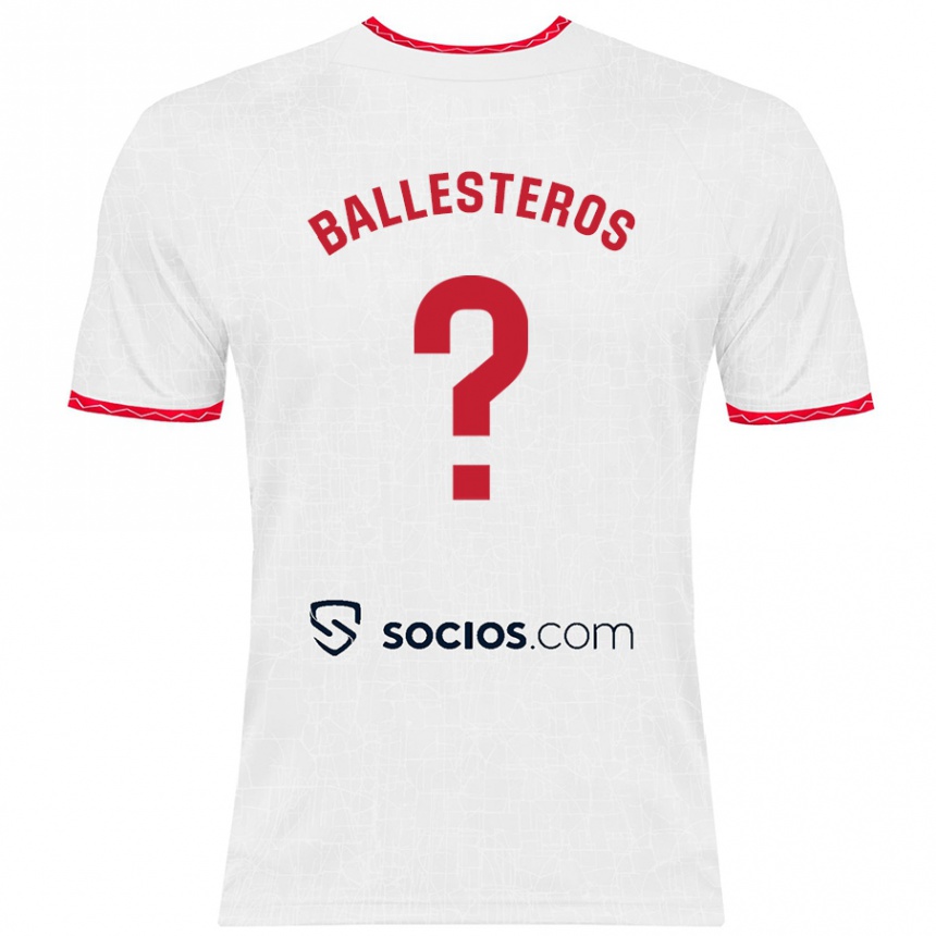 Niño Fútbol Camiseta Gonzalo Ballesteros #0 Blanco Rojo 1ª Equipación 2024/25 México