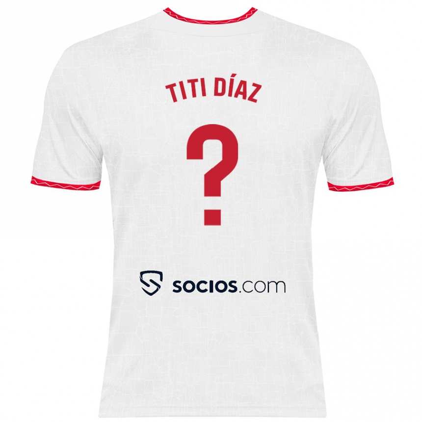 Niño Fútbol Camiseta Titi Díaz #0 Blanco Rojo 1ª Equipación 2024/25 México