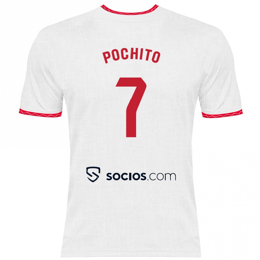 Niño Fútbol Camiseta Pochito #7 Blanco Rojo 1ª Equipación 2024/25 México