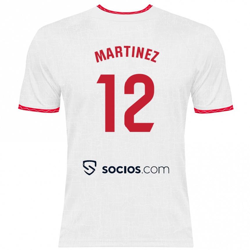 Niño Fútbol Camiseta Gabri Martinez #12 Blanco Rojo 1ª Equipación 2024/25 México