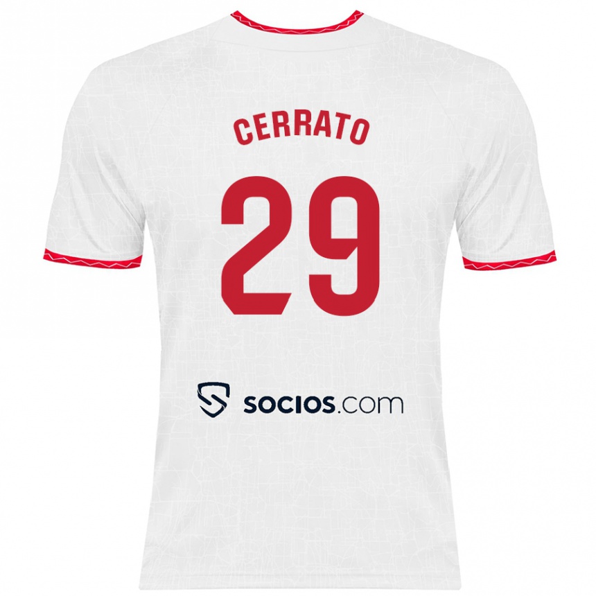 Niño Fútbol Camiseta Alba Cerrato Izquierdo #29 Blanco Rojo 1ª Equipación 2024/25 México