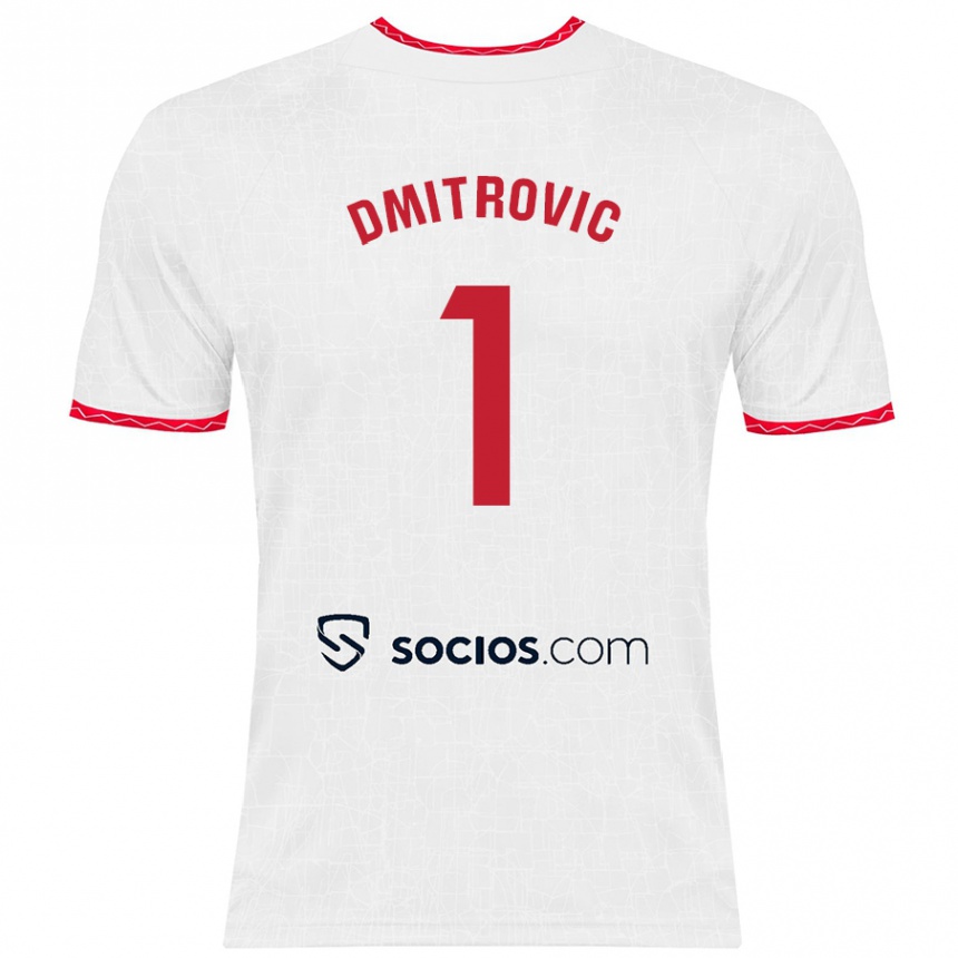 Niño Fútbol Camiseta Marko Dmitrović #1 Blanco Rojo 1ª Equipación 2024/25 México