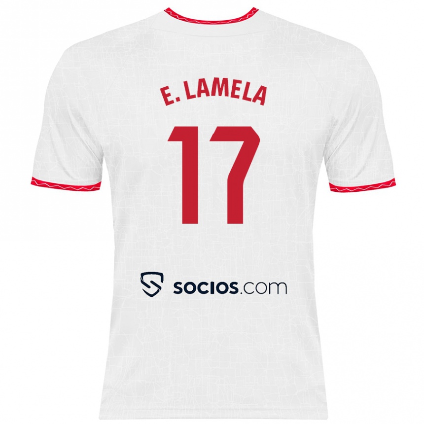 Niño Fútbol Camiseta Erik Lamela #17 Blanco Rojo 1ª Equipación 2024/25 México